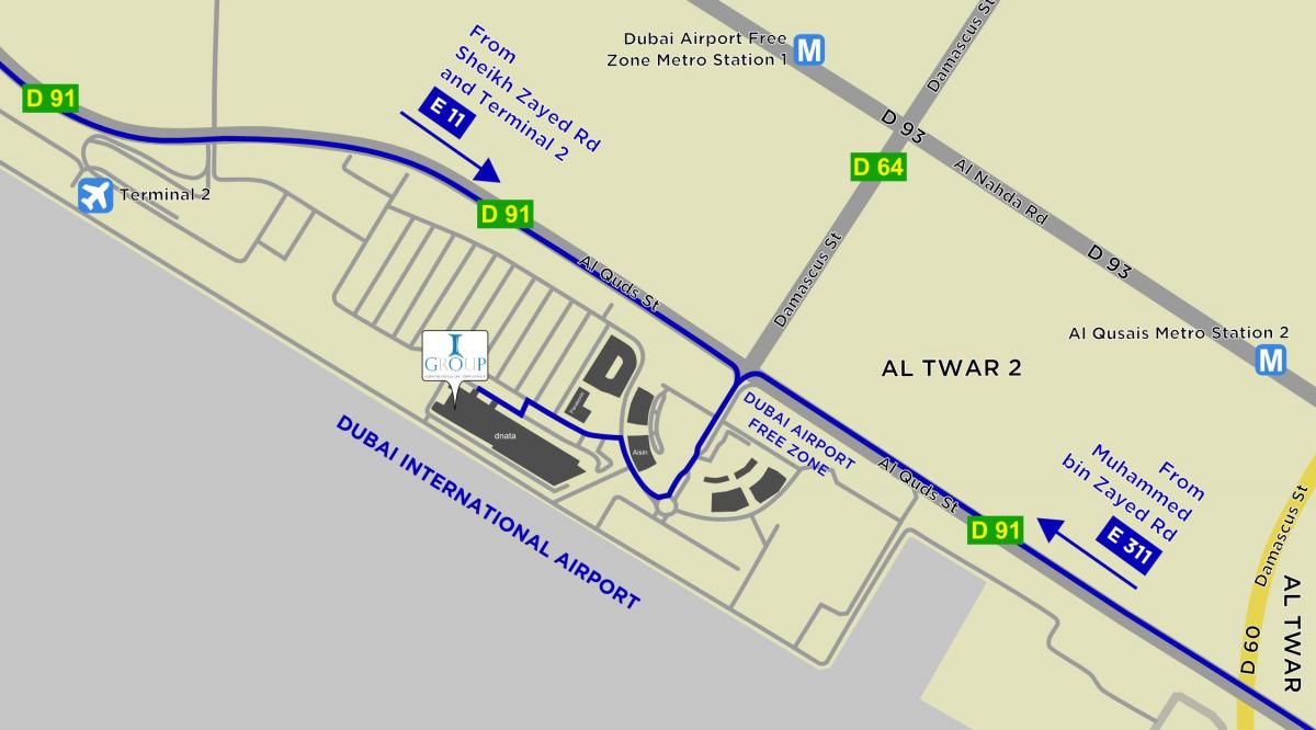 peta dari bandara Dubai zona bebas