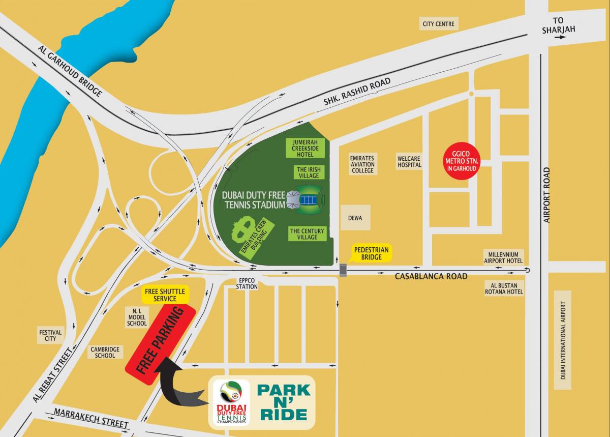 Dubai duty free tennis stadium peta lokasi