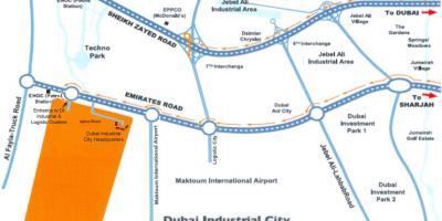 Peta dari Dubai kota industri