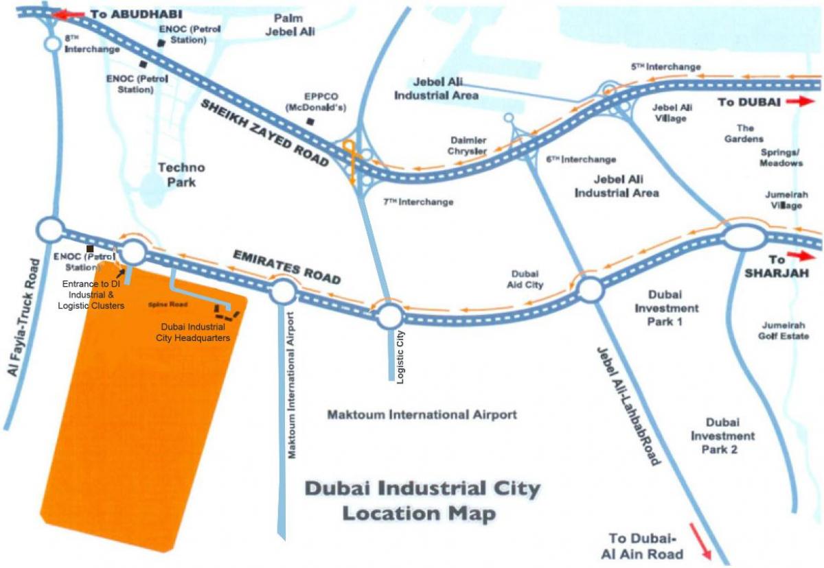 peta dari Dubai kota industri