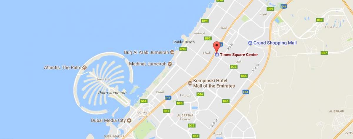 peta dari Times Square di Pusat Dubai